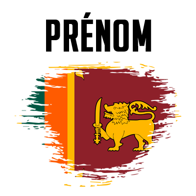 Drapeau effet pinceau Sri Lanka, idéal pour personnaliser les accessoires de bébé sur bebe-prenom.com.