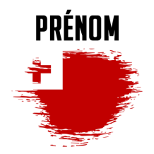 Drapeau effet pinceau Tonga, parfait pour ajouter une touche originale aux accessoires de bébé. Disponibles sur bebe-prenom.com.