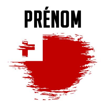 Drapeau effet pinceau Tonga, parfait pour ajouter une touche originale aux accessoires de bébé. Disponibles sur bebe-prenom.com.