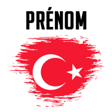 Drapeau effet pinceau Turquie, idéal pour personnaliser les articles de votre bébé sur bebe-prenom.com.