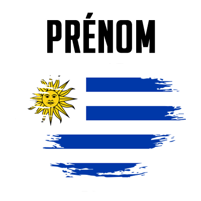 Drapeau effet pinceau Uruguay, idéal pour personnaliser les accessoires de votre bébé sur bebe-prenom.com.