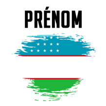 Drapeau effet pinceau Ouzbékistan, parfait pour personnaliser les accessoires de bébé sur bebe-prenom.com.