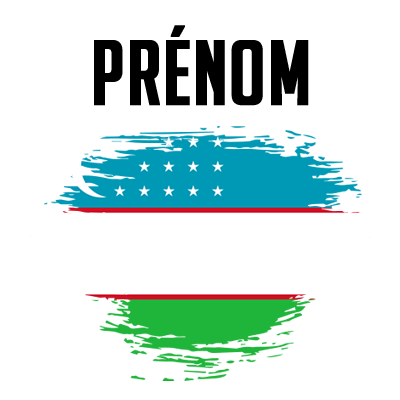 Drapeau effet pinceau Ouzbékistan, parfait pour personnaliser les accessoires de bébé sur bebe-prenom.com.