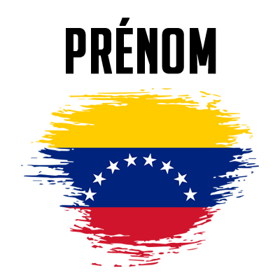 Drapeau effet pinceau Venezuela, idéal pour personnaliser les accessoires de bébé sur bebe-prenom.com.
