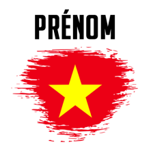Drapeau effet pinceau Vietnam, parfait pour personnaliser les accessoires de bébé sur bebe-prenom.com.