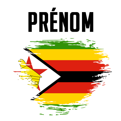 Drapeau effet pinceau Zimbabwe pour personnaliser les articles de bébé avec une touche originale. Disponible sur bebe-prenom.com