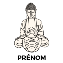 Bouddha méditation style 1, un design apaisant pour les accessoires de bébé, disponible sur bebe-prenom.com.