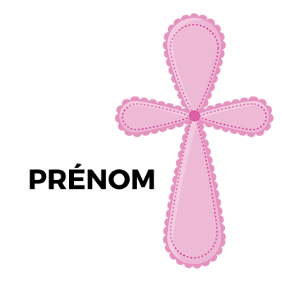Croix rose \"It\'s a girl\", parfaite pour personnaliser les accessoires de votre bébé. Disponible sur bebe-prenom.com.