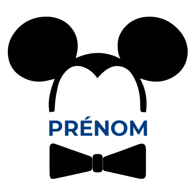 Oreilles noires Disney Mickey avec nœud papillon noir, parfaites pour les accessoires de bébé. Disponible sur bebe-prenom.com.