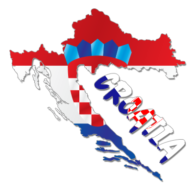 Carte de la Croatie, idéale pour personnaliser les accessoires de votre bébé sur bebe-prenom.com.