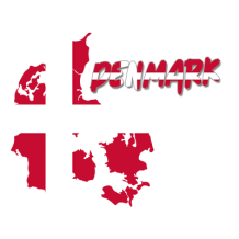 Carte du Danemark pour bébés, parfaite pour personnaliser tétines et accessoires. Disponible sur bebe-prenom.com.