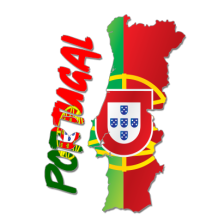 Carte du Portugal en couleurs vives, idéale pour décorer les vêtements et accessoires de votre bébé sur bebe-prenom.com.
