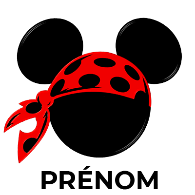Foulard pirate rouge à pois noirs Disney Mickey pour bébé, idéal pour compléter les tenues ludiques. Disponible sur bebe-prenom.
