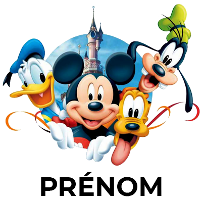 Motif Disney Mickey, Donald, Pluto et Bingo pour accessoires bébé. Idéal pour tétines, bodys, bavoirs et plus sur bebe-prenom.co