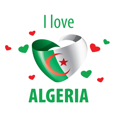 Graphisme I love Algeria pour articles bébé, parfait pour bodys, bavoirs et accessoires. Disponible sur bebe-prenom.com.