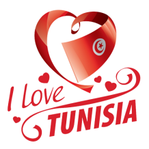Motif I love Tunisia sur un bavoir pour bébé, idéal pour afficher votre amour pour la Tunisie avec style. Disponibles sur bebe-p