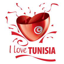 Graphisme \"I love Tunisia\" pour articles de bébé, ajoutant une touche originale à vos tétines et accessoires.