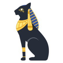 Chat égyptien noir Bastet, déesse emblématique, pour une touche unique dans les articles pour bébé sur bebe-prenom.com.