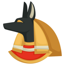 Tétine Anubis, inspirée du dieu égyptien, parfaite pour apporter une touche originale aux accessoires de bébé.