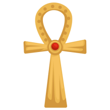 Croix copte égyptienne en or avec rustone, symbole de vie, idéale pour le quotidien de votre bébé sur bebe-prenom.com.