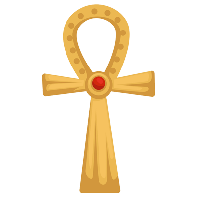 Croix copte égyptienne en or avec rustone, symbole de vie, idéale pour le quotidien de votre bébé sur bebe-prenom.com.