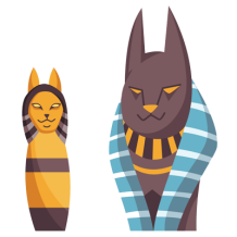 Figurines de Chat Égyptien Déesse Bastet, parfaites pour décorer la chambre de bébé. Disponibles sur bebe-prenom.com.