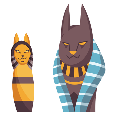 Figurines de Chat Égyptien Déesse Bastet, parfaites pour décorer la chambre de bébé. Disponibles sur bebe-prenom.com.