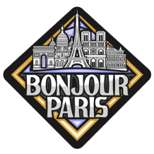 Logo Bonjour Paris, design élégant pour les vêtements et accessoires de bébé. Idéal pour un style chic et tendance.