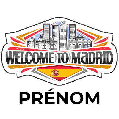 Détail d\'un produit pour bébé \"Welcome to Madrid\", dans la catégorie 99, idéal pour personnaliser les accessoires de votre pe