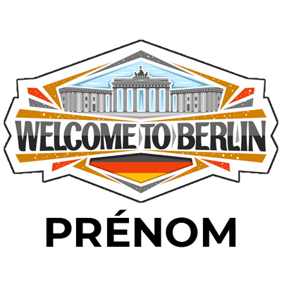 Produit pour bébé \"Welcome to Berlin\" : idéal pour personnaliser les essentiels de votre petit. Découvrez-le sur bebe-prenom.c