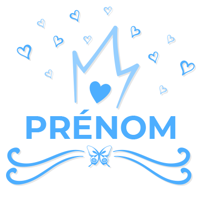 Couronne bleue cœur Motif-1, idéale pour personnaliser les accessoires de votre bébé sur bebe-prenom.com.