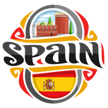 Logo \"Flag Spain\" pour articles pour bébé, idéal pour personnaliser tétines et bavoirs. Disponible sur bebe-prenom.com.