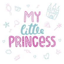 Motif \"My little princess\" pour accessoires bébé : tétines, bodys, bavoirs et plus sur bebe-prenom.com.