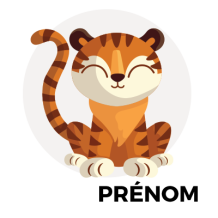 Tigre style 1, un adorable motif pour personnaliser les accessoires de bébé sur bebe-prenom.com.
