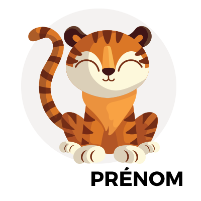 Tigre style 1, un adorable motif pour personnaliser les accessoires de bébé sur bebe-prenom.com.