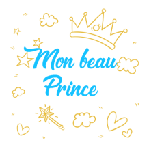 Mon beau prince Motif-2, un design charmant pour les accessoires de bébé, disponible sur bebe-prenom.com.