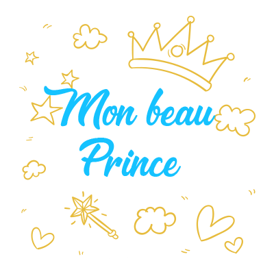 Mon beau prince Motif-2, un design charmant pour les accessoires de bébé, disponible sur bebe-prenom.com.