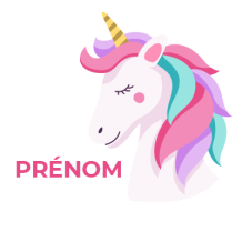 Licorne Modèle-2, une touche magique pour les accessoires de bébé sur bebe-prenom.com.