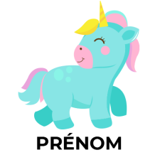 Licorne Modèle-3, un adorable motif parfait pour les articles bébé sur bebe-prenom.com. Idéal pour tétines et accessoires !