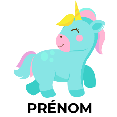 Licorne Modèle-3, un adorable motif parfait pour les articles bébé sur bebe-prenom.com. Idéal pour tétines et accessoires !