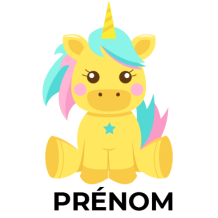 Licorne Modèle-5, adorable compagnon pour bébé, parfait pour les moments de douceur et de réconfort. Disponible sur bebe-prenom.