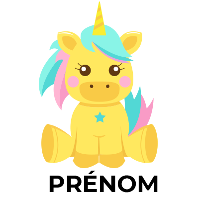 Licorne Modèle-5, adorable compagnon pour bébé, parfait pour les moments de douceur et de réconfort. Disponible sur bebe-prenom.