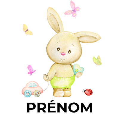 Lapin papillon voiture : un adorable accessoire pour bébé, parfait pour égayer les moments de jeu et de douceur.