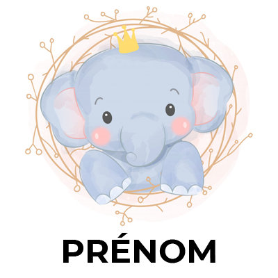 Éléphant couronne jaune, un adorable design pour embellir vos accessoires de bébé. Découvrez nos articles sur bebe-prenom.com.