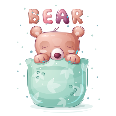 Animaux rigolos Bear : un adorable motif parfait pour les articles pour bébé sur bebe-prenom.com.