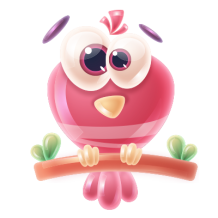 Oiseau rigolo pour égayer les accessoires de bébé, idéal pour tétines et bodys. Disponible sur bebe-prenom.com.