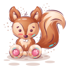 Écutez votre petit avec l\'Animaux rigolos Écureuil, un design adorable pour accessoires bébé sur bebe-prenom.com.