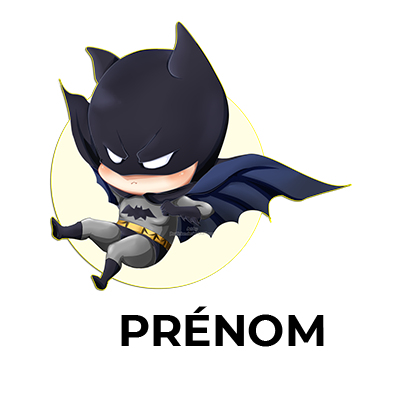 Motif Batman kids logo Motif-1 pour accessoires bébés tendance et ludiques sur bebe-prenom.com.