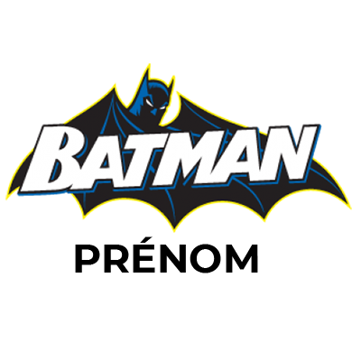 Logo Batman Version 2 pour articles bébé. Parfait pour des bodys, tétines et accessoires amusants sur bebe-prenom.com.