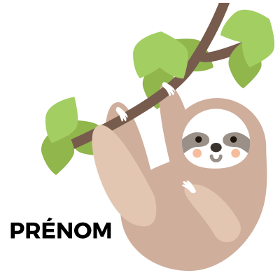 Paresseux arbre style 1, un accessoire adorable et apaisant pour le confort de votre bébé. Disponibles sur bebe-prenom.com.